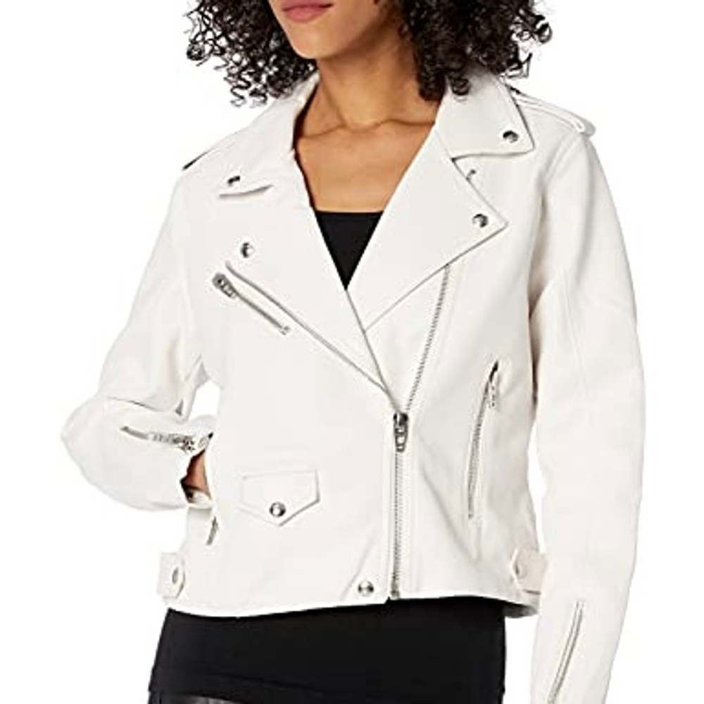 BlankNYC Moto Jacket XS NWT Vegan Leather Biker Off White / Ivory - Picture 2 of 8
